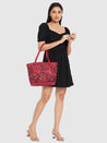 Caprese Tresna Embroidery Tote Handbag Maroon