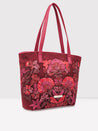 Caprese Tresna Embroidery Tote Handbag Maroon