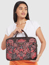 Caprese Tresna Embroidery Laptop Tote Handbag Brown