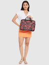 Caprese Tresna Embroidery Laptop Tote Handbag Brown