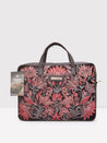 Caprese Tresna Embroidery Laptop Tote Handbag Brown