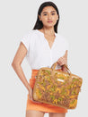 Caprese Tresna Embroidery Laptop Tote Handbag Fawn