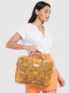 Caprese Tresna Embroidery Laptop Tote Handbag Fawn