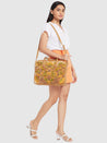 Caprese Tresna Embroidery Laptop Tote Handbag Fawn