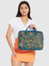Caprese Tresna Embroidery Laptop Tote Handbag Green