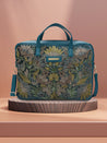 Caprese Tresna Embroidery Laptop Tote Handbag Green