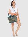 Caprese Tresna Embroidery Laptop Tote Handbag Green