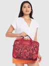 Caprese Tresna Embroidery Laptop Tote Handbag Maroon