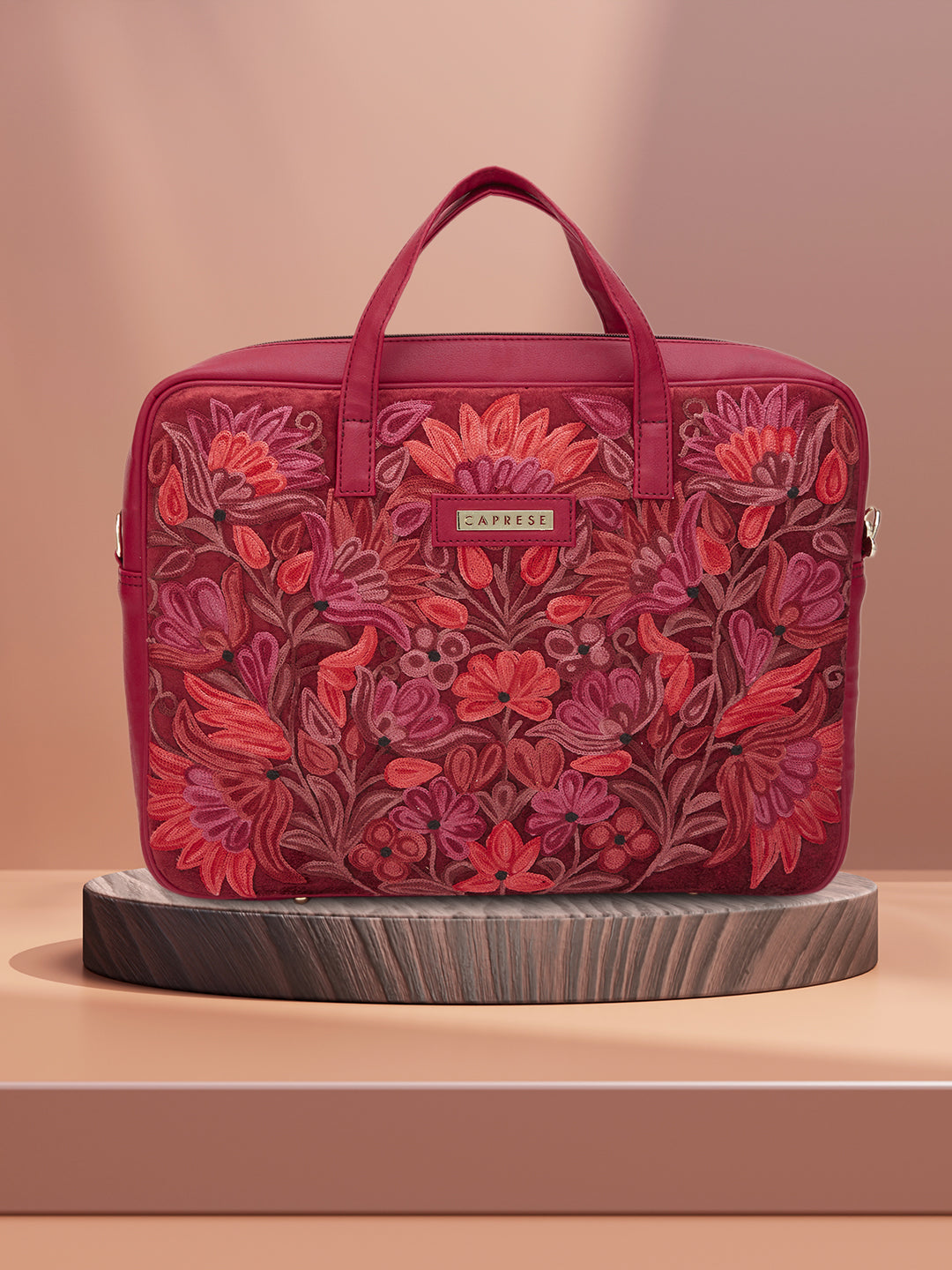 Caprese Tresna Embroidery Laptop Tote Handbag