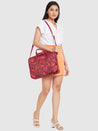 Caprese Tresna Embroidery Laptop Tote Handbag Maroon