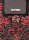 Caprese Tresna Embroidery Tote Handbag Brown