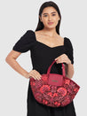 Caprese Tresna Embroidery Tote Handbag Maroon