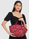 Caprese Tresna Embroidery Tote Handbag Maroon