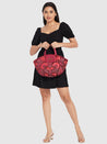 Caprese Tresna Embroidery Tote Handbag Maroon