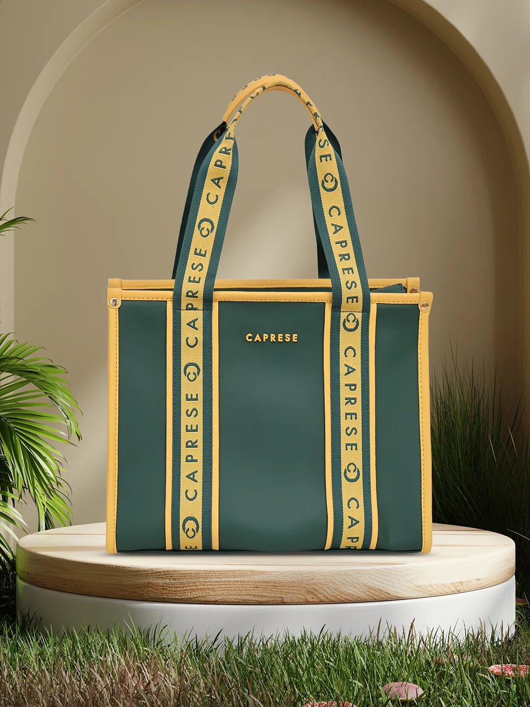 Buy Caprese Trinity Tote Medium Solid Women S Office Handbag Dark Green Rs 2399.2 Caprese Bags