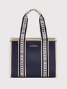 Caprese Trinity Tote Medium Solid Women'S Office Handbag Navy