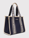 Caprese Trinity Tote Medium Solid Women'S Office Handbag Navy