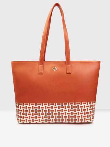 Caprese Zeta Large Tan Laptop Tote Bag