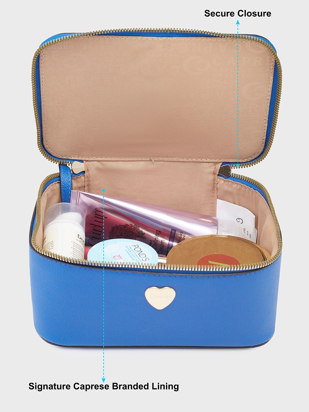 Caprese Keats Medium Royal Blue Handheld Vanity Bag