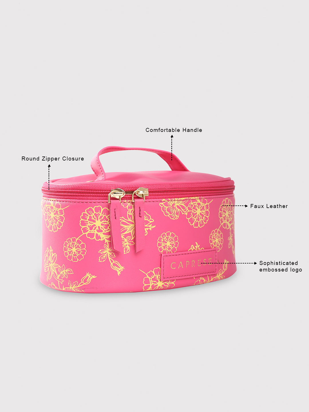 Buy Caprese Teresa Small Fuchsia Vanity Case @ 459 | Caprese Bags