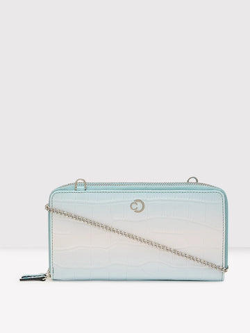 Caprese Eva Large Aqua Zip Around Wallet