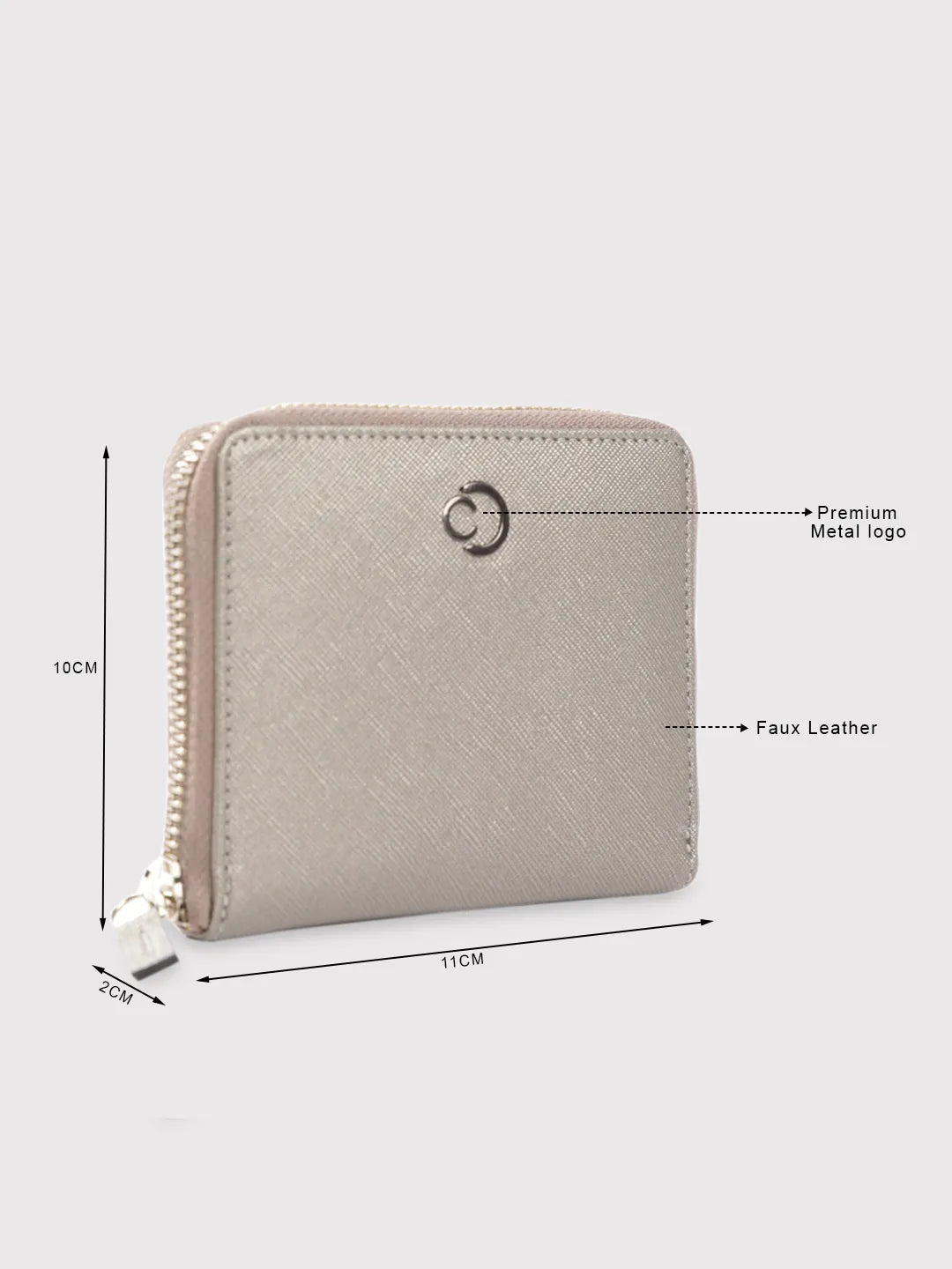 Buy Caprese Mia Small Gunmetal Zip Around Wallet @ Rs.629